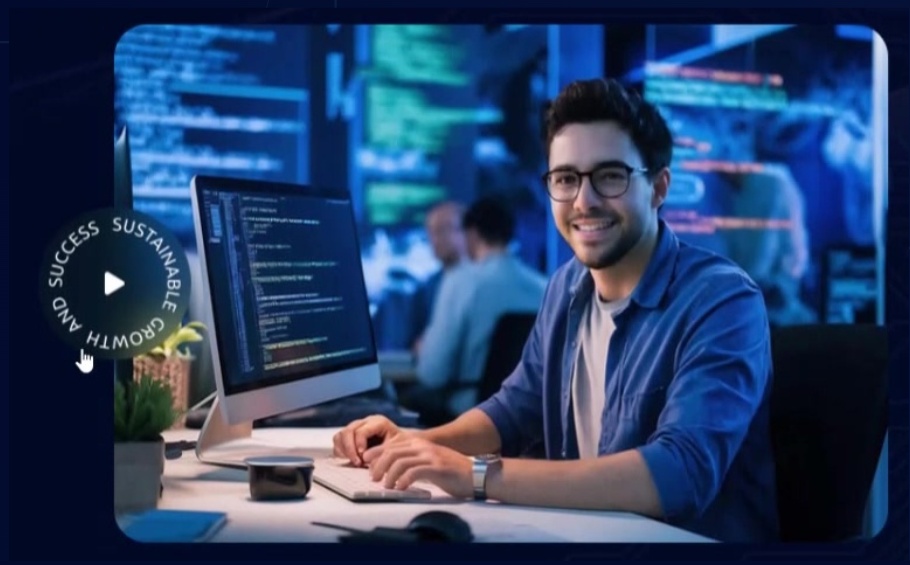 Technology professional working at a computer